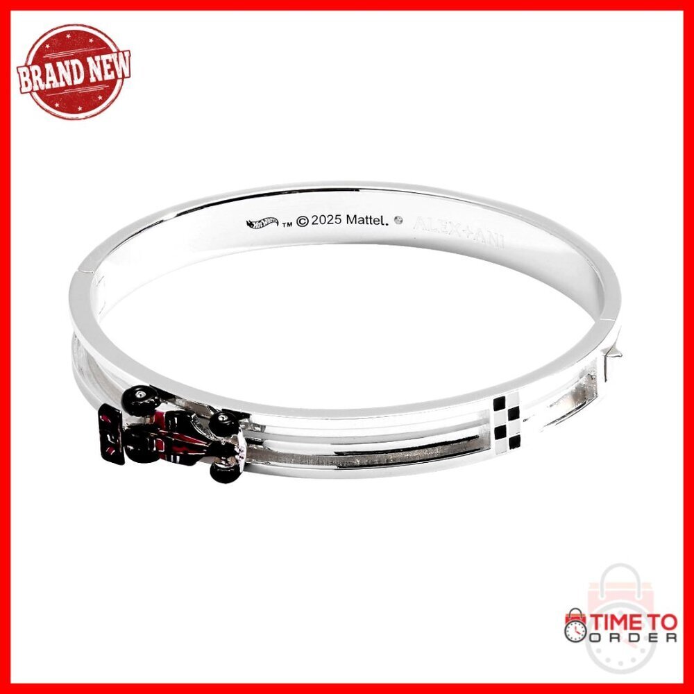 Silver Plated Brass Bangle Bracelet Adjustable Stackable Enamel Charms